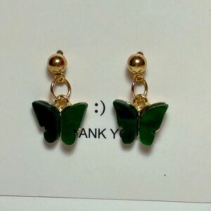 Green butterfly earrings